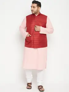 VASTRAMAY Men Pink Layered Kurta with Pyjamas