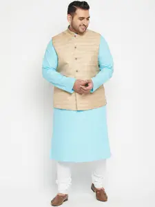 VASTRAMAY Men Blue Layered Kurta with Churidar