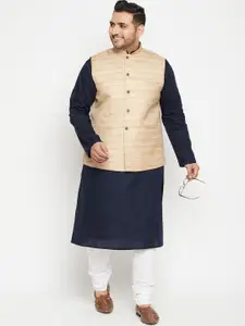 VASTRAMAY Men Navy Blue Layered Kurta with Churidar