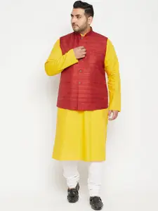 VASTRAMAY Men Mustard Yellow Regular Kurta with Pyjamas