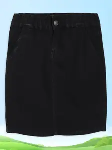Justice Girls Black Washed New Basics Cotton Blend Casual Straight Pencil Skirt