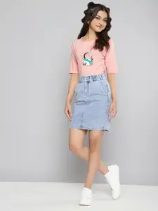 JUSTICE Girls Blue Wash Solid Skirts