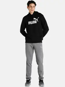 Puma Men Black Printed Hooded Cotton Sweatshirt