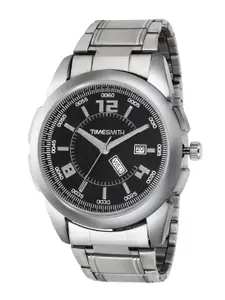 TIMESMITH Men Black Dial & Silver Toned Stainless Steel Bracelet Style Straps Analogue Watch