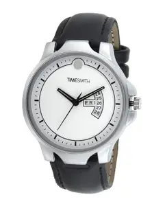 TIMESMITH Men White Dial & Black Leather Straps Analogue Watch TSC-026 ipd