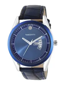 TIMESMITH Men Blue Dial & Blue Textured Leather Straps Analogue Watch TSC-005