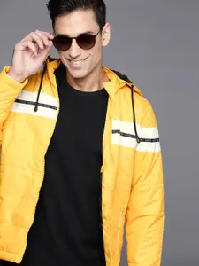 Allen Solly Sport Men Yellow Solid Padded Hooded Jacket