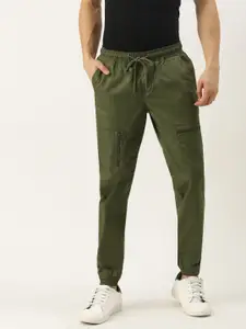 IVOC Men Olive Green Slim Fit Joggers Trousers
