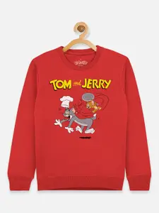 Kids Ville Tom & Jerry Girls Red Printed Sweatshirt