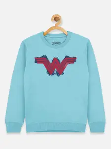 Kids Ville Girls Blue Wonder Woman Printed Sweatshirt