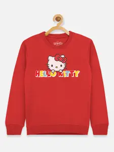Kids Ville Girls Red & White Hello Kitty Printed Sweatshirt