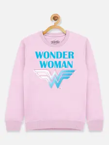 Kids Ville Girls Pink Wonder Woman Printed Sweatshirt