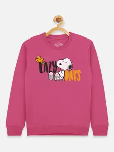 Kids Ville Girls Purple Peanuts Printed Sweatshirt