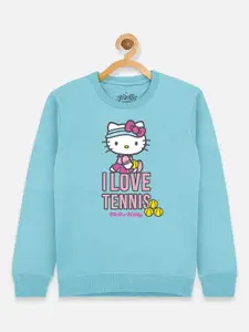 Kids Ville Girls Blue Hello Kitty Printed Sweatshirt