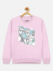 Kids Ville Girls Frozen Pink Printed Sweatshirt