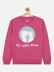 Kids Ville Girls Pink & Blue Frozen Printed Sweatshirt