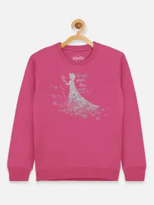 Kids Ville Girls Pink Frozen Printed Sweatshirt