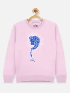 Kids Ville Girls Pink Frozen Printed Sweatshirt