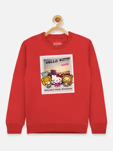 Kids Ville Girls Red & White Hello Kitty Printed Pullover Sweatshirt