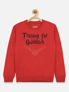 Kids Ville Girls Red Harry Potter Printed Cotton Sweatshirt