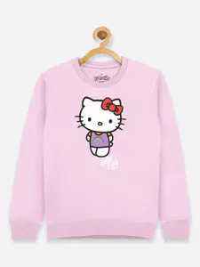 Kids Ville Girls Pink Hello Kitty Printed Sweatshirt