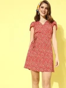 Berrylush Women Gorgeous Red Floral Fantasy Dress