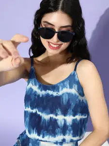 plusS Women Stunning Blue Tie And Dye Tiered Dress