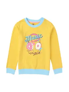 Cub McPaws Girls Yellow Printed Sweatshirt