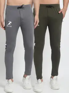 GRACIT Men Pack Of 2 Solid Slim-Fit Track Pants