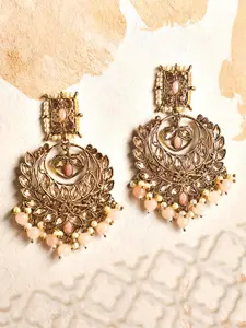 Rubans Gold Plated Handcrafted Crescent Shaped Drop Earrings