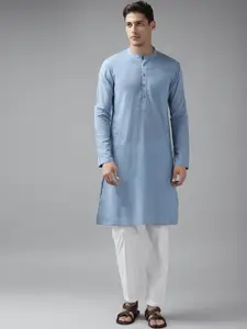 See Designs Men Blue Thread Work Kurta