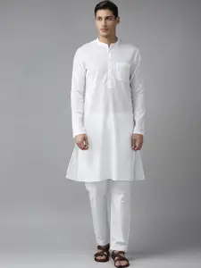 See Designs Men White Straight Cotton Kurta