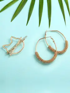justpeachy Combo Of Gold-Toned Contemporary Hoop Earrings With Clip