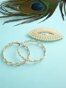 justpeachy Gold-Toned Contemporary Hoop Earrings & Clip Combo