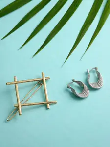 justpeachy Silver-Toned Contemporary Studs Earrings