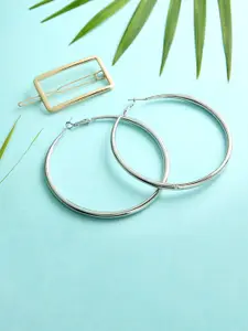justpeachy Gold-Toned & Silver-Toned Circular Hoop Earrings With Hair Clip
