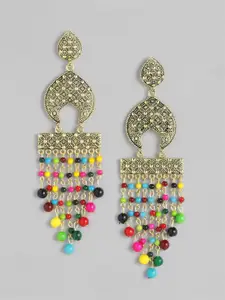 Anouk Multicoloured Antique Gold-Plated Beaded Classic Drop Earrings