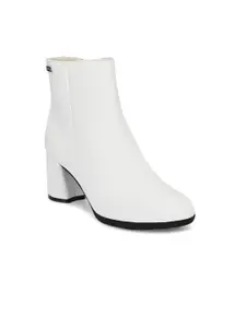 Delize White Party Block Heeled Boots