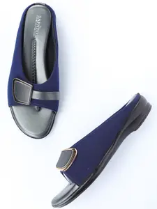 SAPATOS Women Navy Blue & Black Comfort Heels