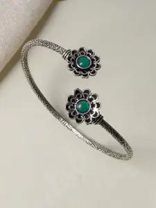 TEEJH Chanralatha Silver Oxidised Floral Bracelet