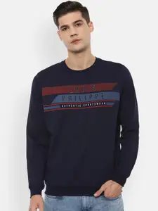 Louis Philippe Sport Men Navy Blue Printed Sweatshirt