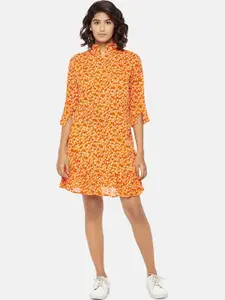 People Yellow & Red Floral A-Line Dress