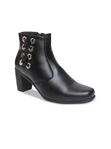 VALIOSAA Black Block Heeled Boots