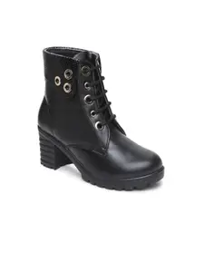 VALIOSAA Women Black Block Heeled Boots