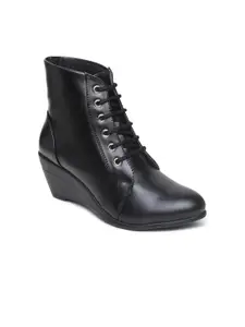 VALIOSAA Woman Black High-Top Wedge Heeled Boots