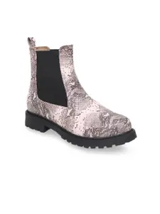 VALIOSAA Pink Printed Flatform Heeled Boots