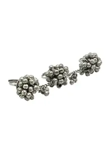 TEEJH Oxidized Silver-Plated Ghungroo Adjustable Finger Ring