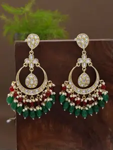 Shoshaa Green Contemporary Kundan Chandbalis Earrings
