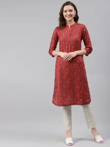 Rangriti Women Red Floral Printed Kurta