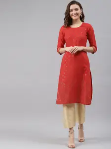 Rangriti Women Orange Printed Kurta
